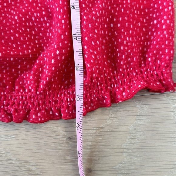 Express Red Polka Dot crop Top Cinched Waist Tank Top Springy Flowy Loose Fit - Picture 9 of 11